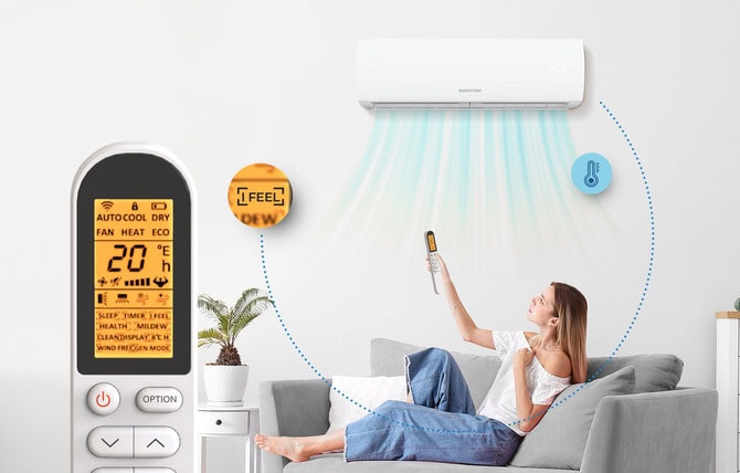 Inneneinheit an der Wand mit i-feel Grafik