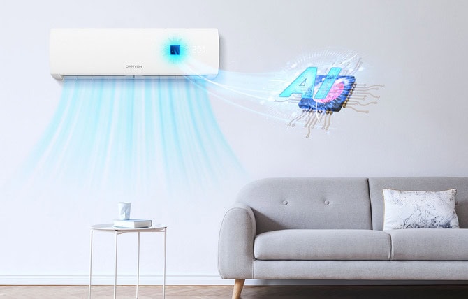 Inneneinheit an der Wand mit künstlicher Intelligenz