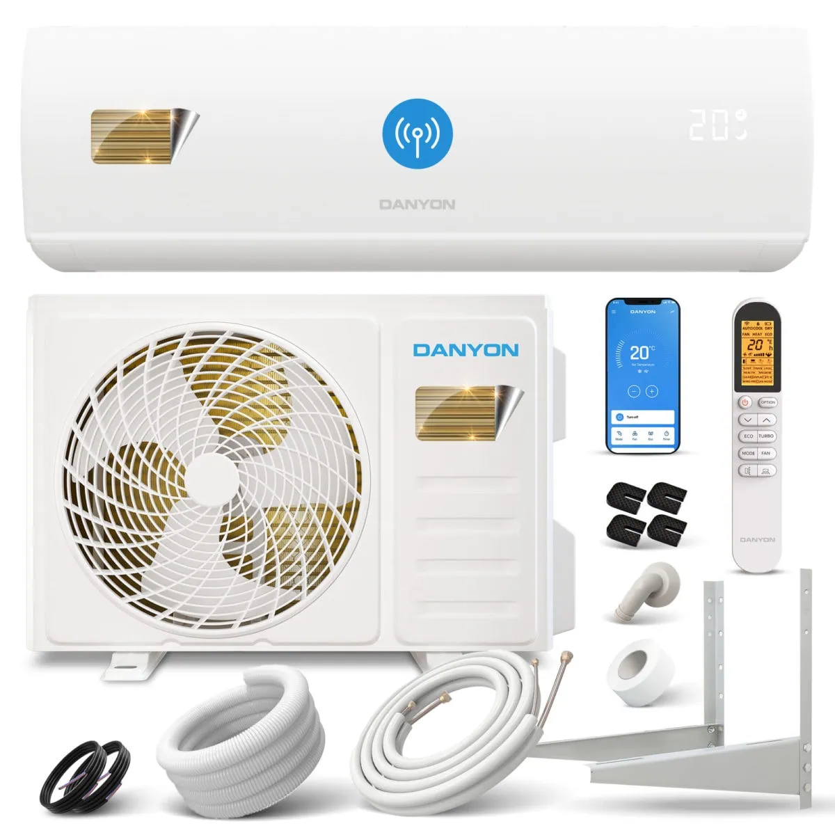 Hochwertiges Split-Klimaanlagen-Set mit Innen- und Außengerät, WLAN-Steuerung, Filterschutz, für effiziente Raumkühlung.