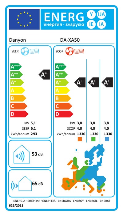 Hochwertige Danyon Split-Klimaanlage DA-XA50 mit 5,1 kW, energieeffizient, inklusive Montageset.